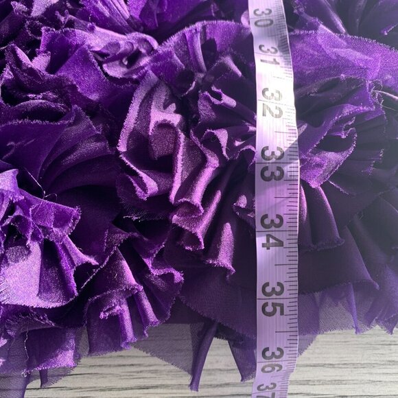 Theia One Shoulder Purple 100% Silk Ruched Rosette 3D Appliqué Cocktail Dress - Picture 15 of 16